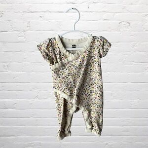 Tea Collection // Floral Baby Crossover Romper - Cream and Multicolor